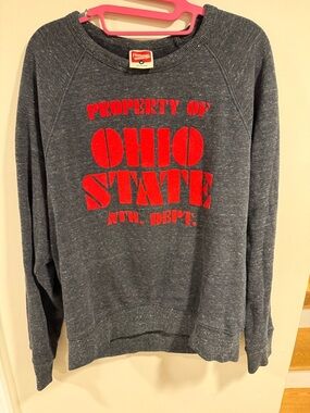 HOMAGE Gray Crewneck Sweatshirt with Red Ohio State Print